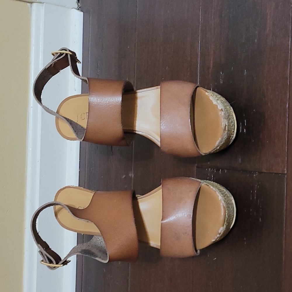 J Crew platform wedge brown sandals size 7